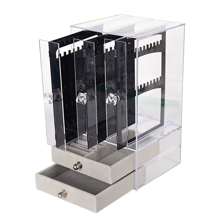 Portable Dustproof Full Clear Display Acrylic Jewelry Storage Box