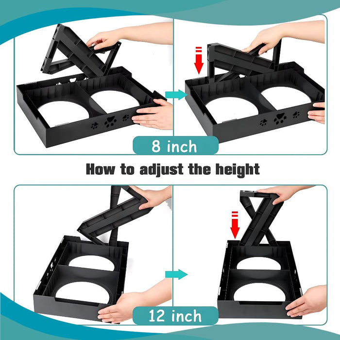 Height Adjustable Elevated Double Bowl Pet Feeder