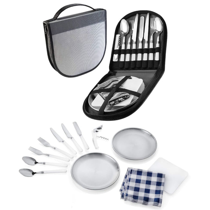 13 pcs Outdoor Dining Cutlery Kit for 2 with Carry Bag