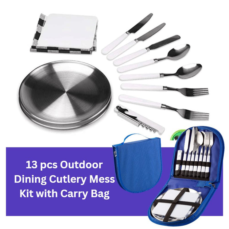13 pcs Outdoor Dining Cutlery Kit for 2 with Carry Bag