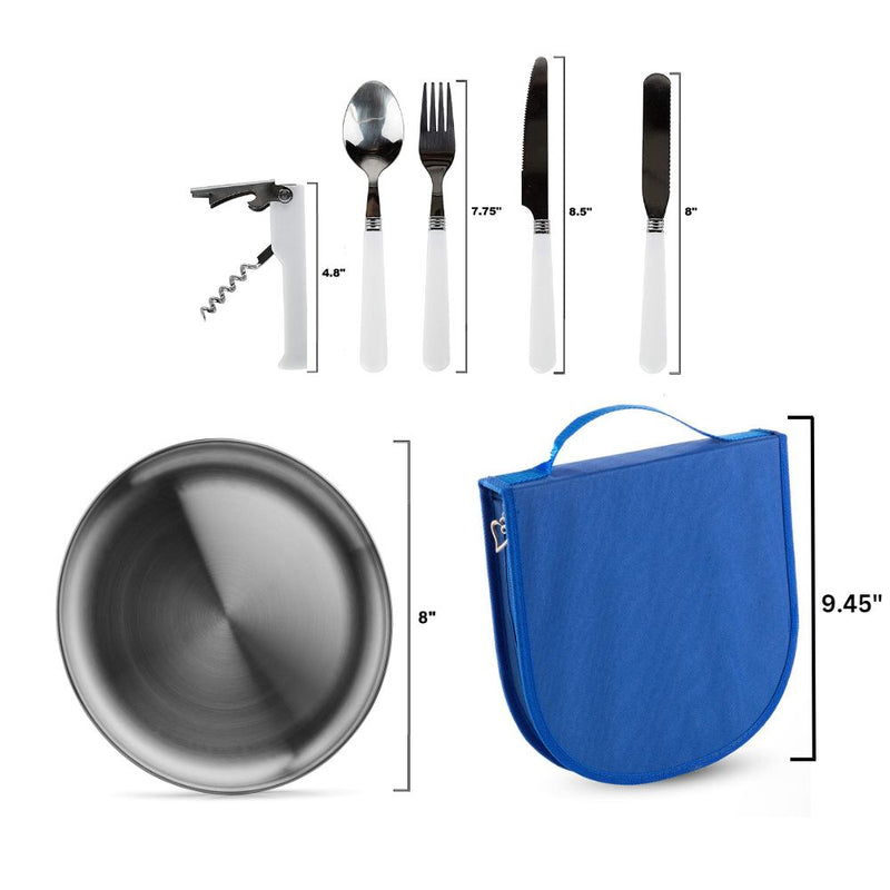 13 pcs Outdoor Dining Cutlery Kit for 2 with Carry Bag