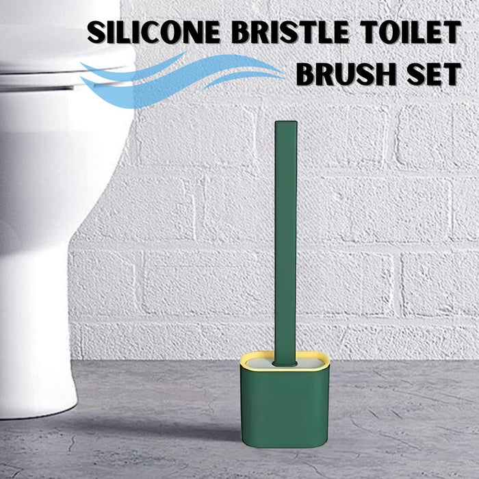 2 Pack Silicone Bristles Toilet Brush with Holder Set