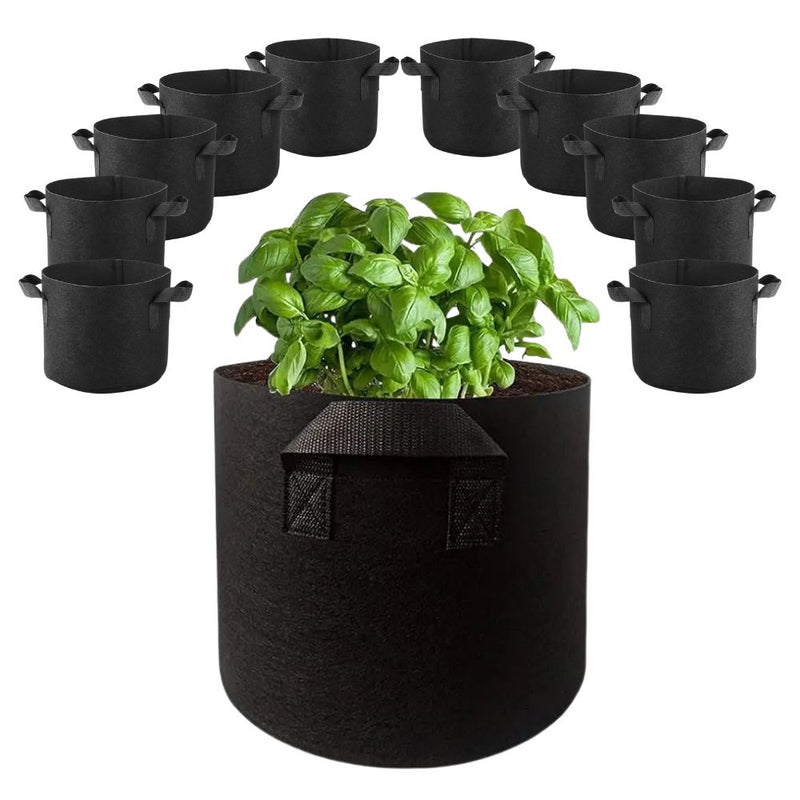 Pack of 10 Breathable Fabric Planter Pot Bags with Handle