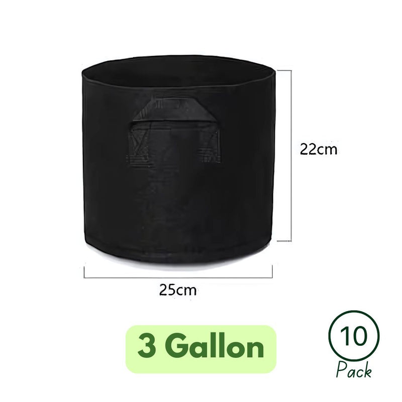 Pack of 10 Breathable Fabric Planter Pot Bags with Handle