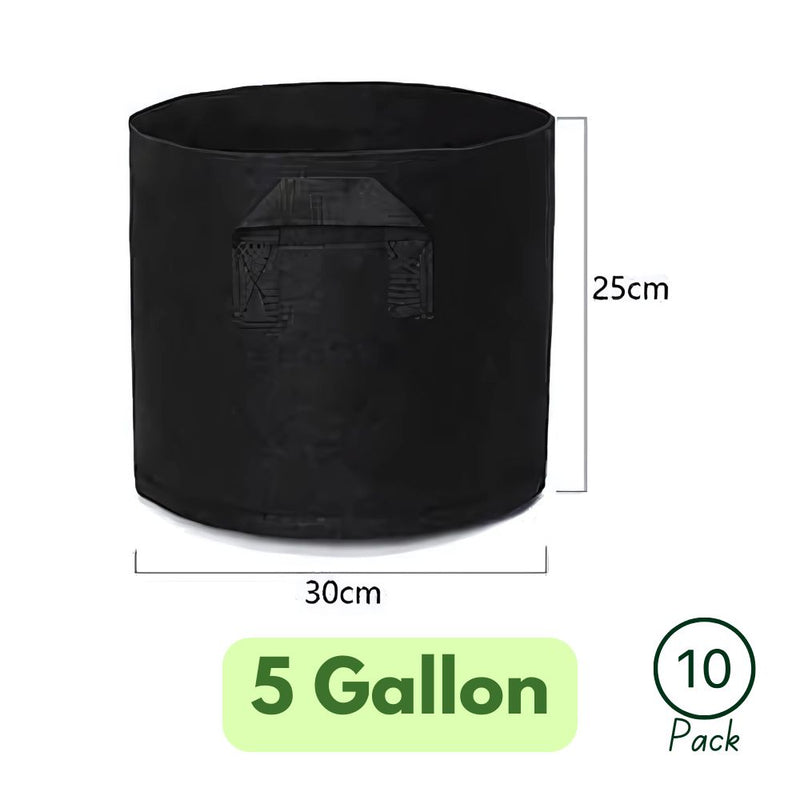 Pack of 10 Breathable Fabric Planter Pot Bags with Handle