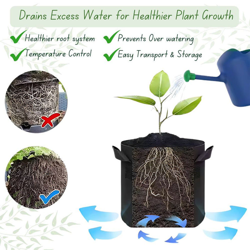 Pack of 10 Breathable Fabric Planter Pot Bags with Handle