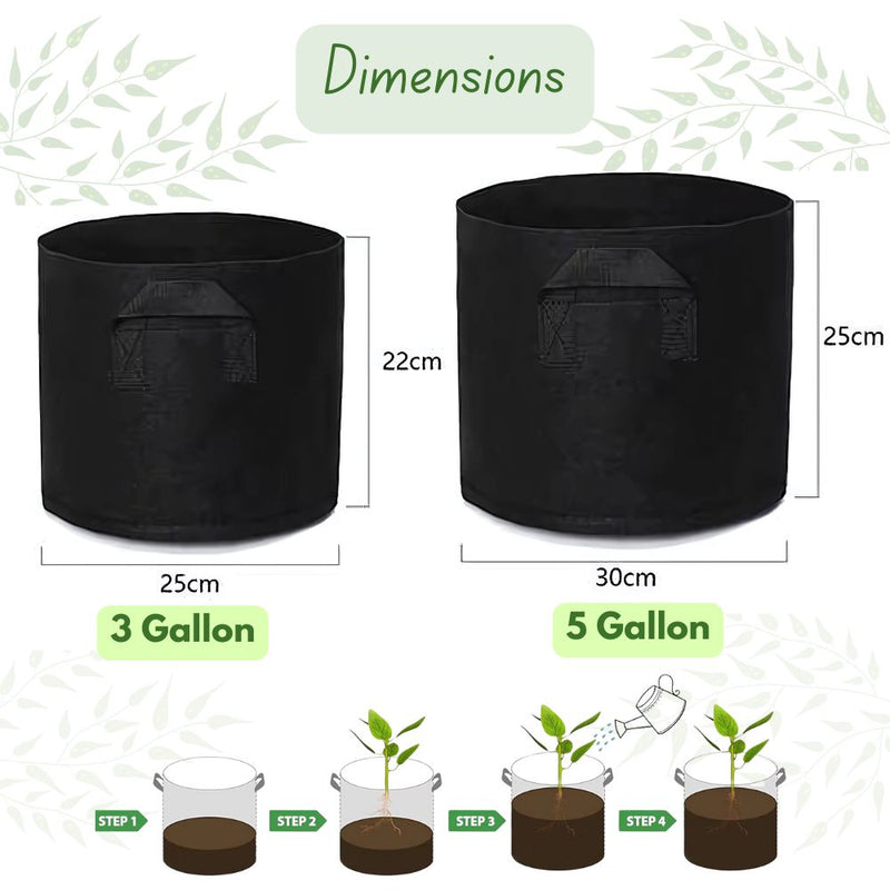 Pack of 10 Breathable Fabric Planter Pot Bags with Handle