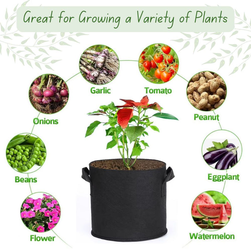 Pack of 10 Breathable Fabric Planter Pot Bags with Handle