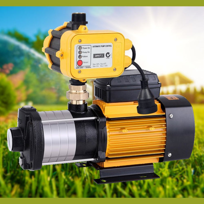 Multi Stage Water Pump Pressure Rain Tank Garden Farm House Irrigation 2000W Yellow Controller