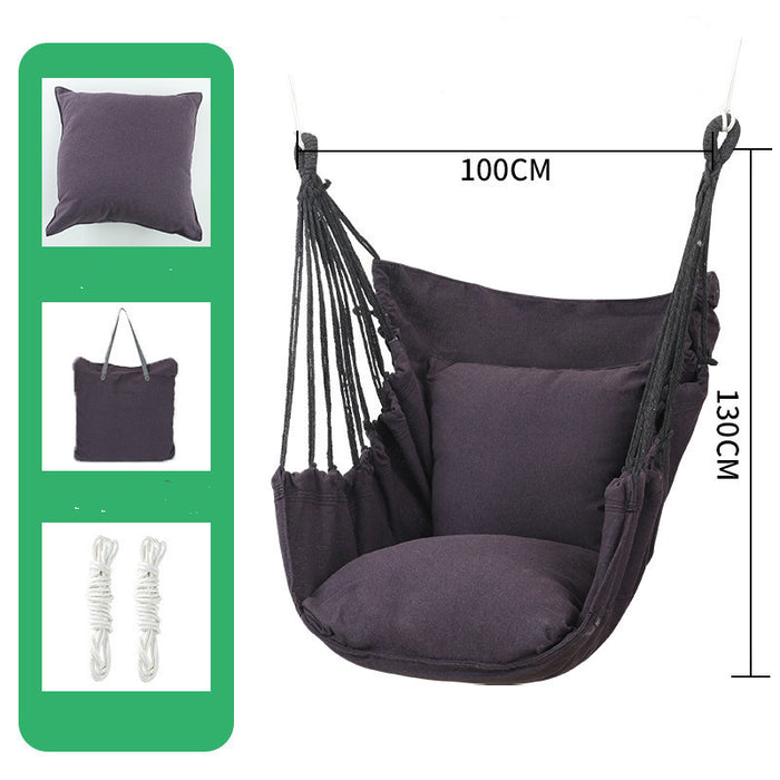 Hammock Swing Chair with Cushion and Integrated Carry Bag