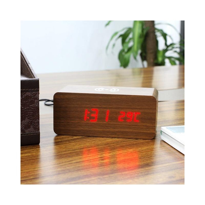 Wood-Look Wireless Qi Charging LED Alarm Clock_3