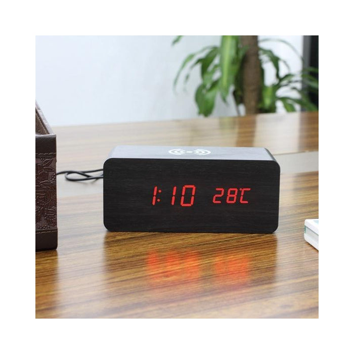 Wood-Look Wireless Qi Charging LED Alarm Clock_6