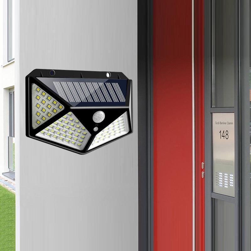 Four-Sided 100 LED Solar Power Wall Lights_2