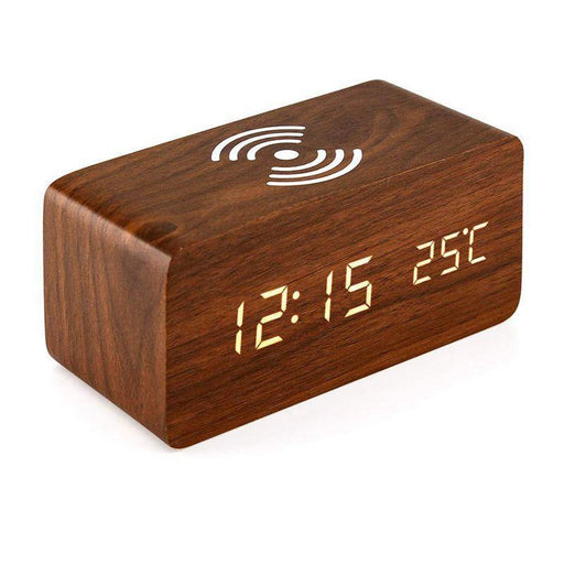 Wood-Look Wireless Qi Charging LED Alarm Clock_0