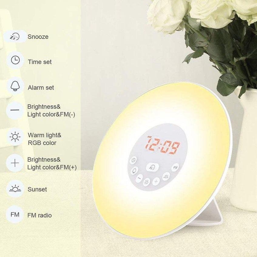 Touch Sensor LED Sunrise Sunset Simulator Digital Bedside Radio Alarm ...