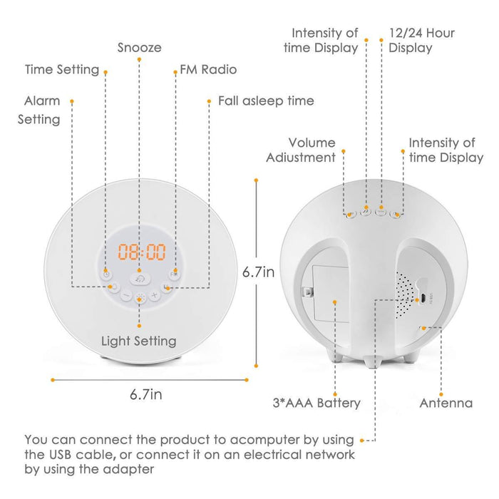 Touch Sensor Digital Alarm Clock Sunrise Sunset Simulator LED Lighting_8