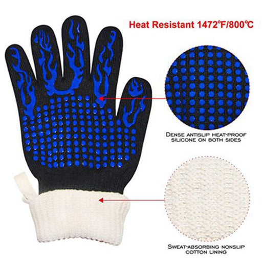 1 Pair 2 Hand 500 degrees High Temperature Resistant Food Oven Glove_1