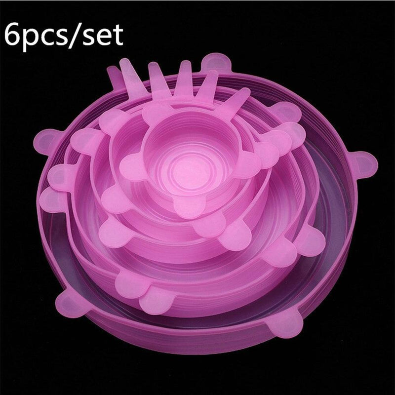 6 Pcs Reusable Universal Silicon Stretch Bowl Lids Kitchen Wrap Silicone Food Wrap Bowl Lid Kitchen Tools_6