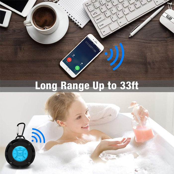 Waterproof Bluetooth Speaker with HD Sound, 6H Playtime Portable Speaker with Suction Cup, Built-in Microphone_8