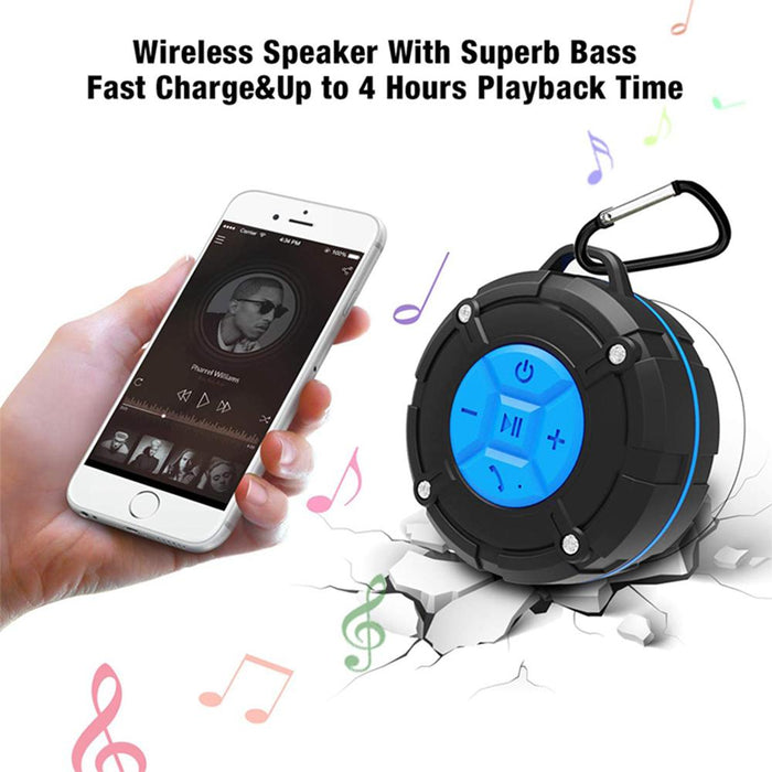 Waterproof Bluetooth Speaker with HD Sound, 6H Playtime Portable Speaker with Suction Cup, Built-in Microphone_9