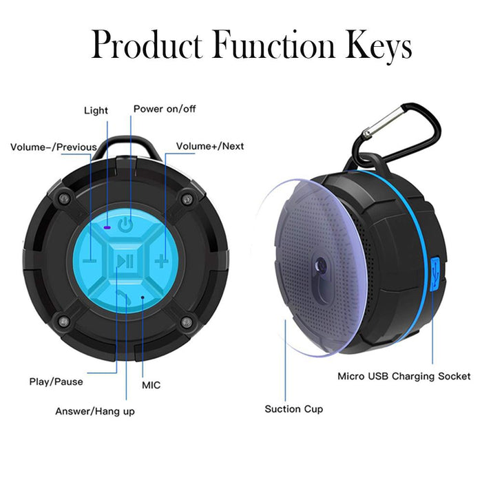 Waterproof Bluetooth Speaker with HD Sound, 6H Playtime Portable Speaker with Suction Cup, Built-in Microphone_10