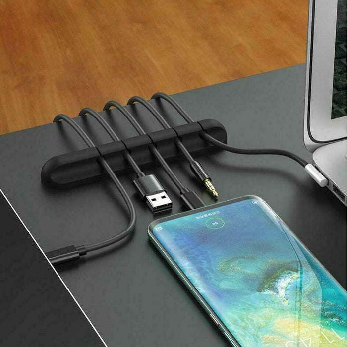 USB Wires Cable Winder Silicone Holder and Organizer Desktop Tidy Management Clips Cable Holder Organizer_5