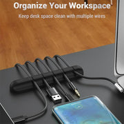 USB Wires Cable Winder Silicone Holder and Organizer Desktop Tidy Management Clips Cable Holder Organizer_9