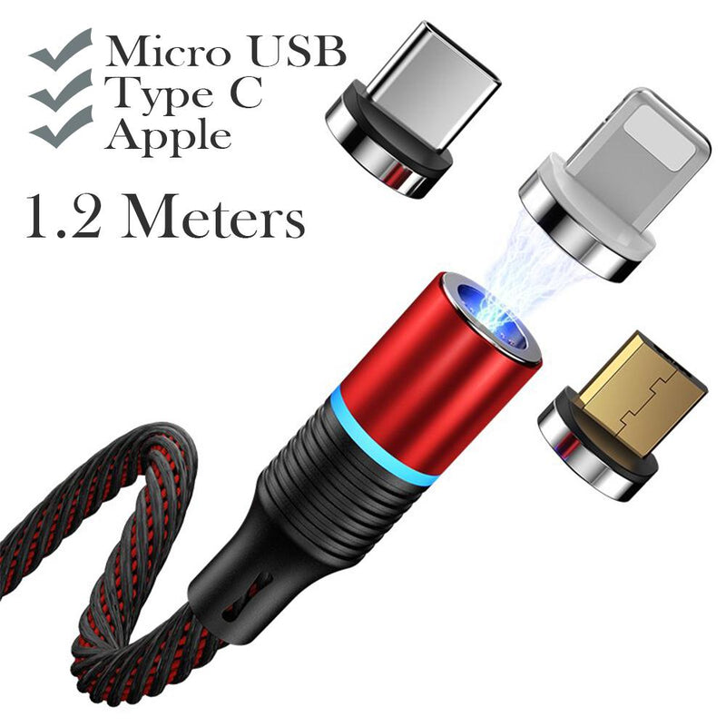 3-in-1 Fast Charging Magnetic Cable Charger for Micro USB, Type C and for Apple Devices iPhone 12 11 Pro XS Max_16
