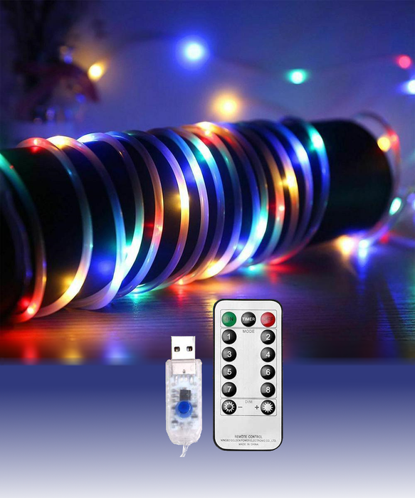 Bostin Life Remote Controlled 8- Function Usb Interface Pvc Tube String Lights In White Warm Yellow