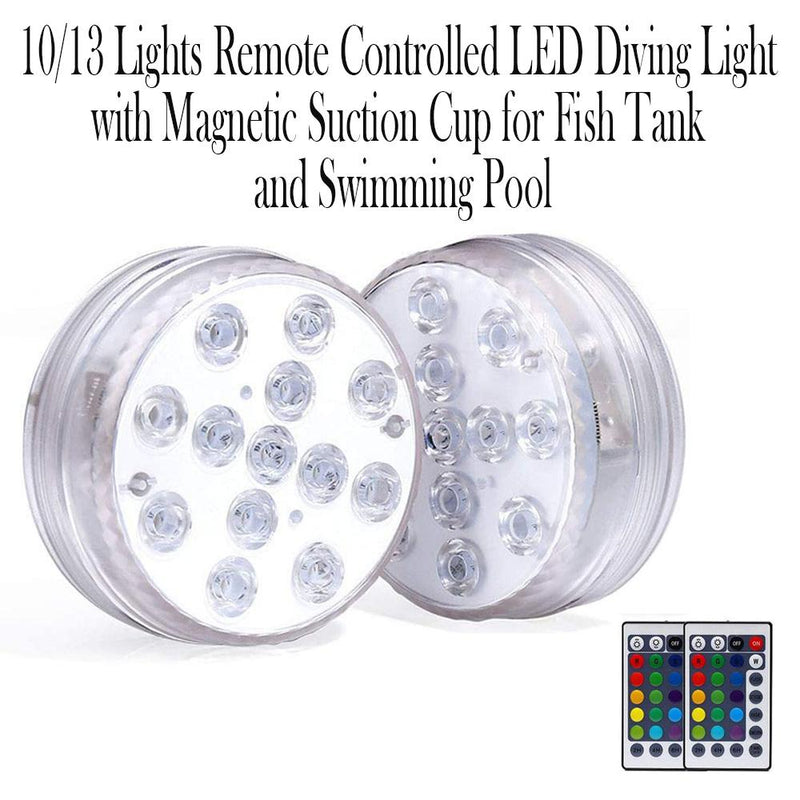 10/13 Lights Remote Controlled LED Diving Light with Magnetic Suction Cup for Fish Tank and Swimming Pool_10