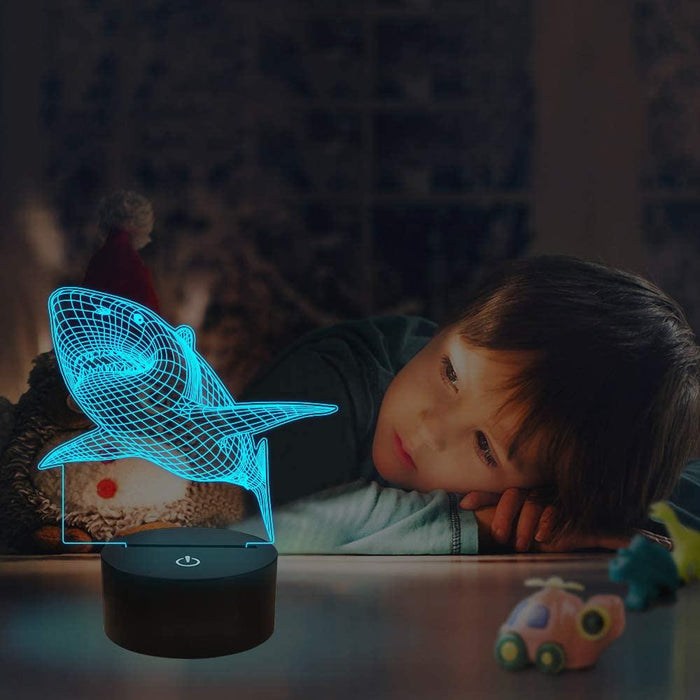 Battery Operated 3D Illusion Shark Lamp Night Light for Kids Room and Decoration_5