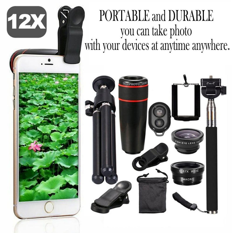 10 in 1 Kit 180 degree Fisheye Lens 0.65 Wide Angle Lens 12x Magnifying for Mobile Phones_16