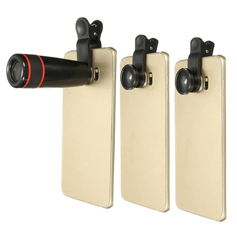 10 in 1 Kit 180 degree Fisheye Lens 0.65 Wide Angle Lens 12x Magnifying for Mobile Phones_3
