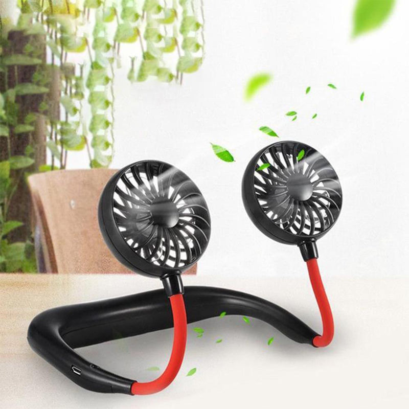 2-in-1 Hanging and Desktop Standing 360 Degree Adjustable Rechargeable Portable Neck Fan_1