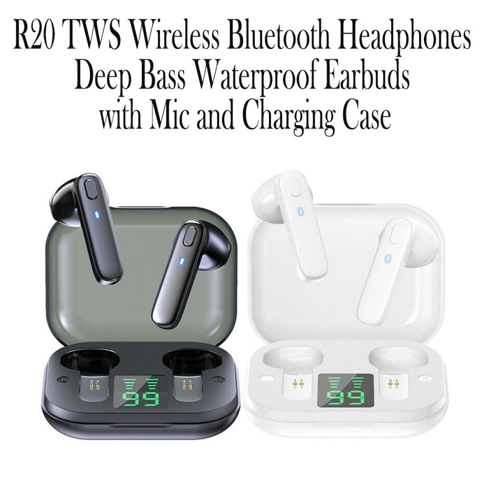 R20 TWS Wireless Bluetooth Headphones deep Bass Waterproof Earbuds with Mic and Charging Case_9