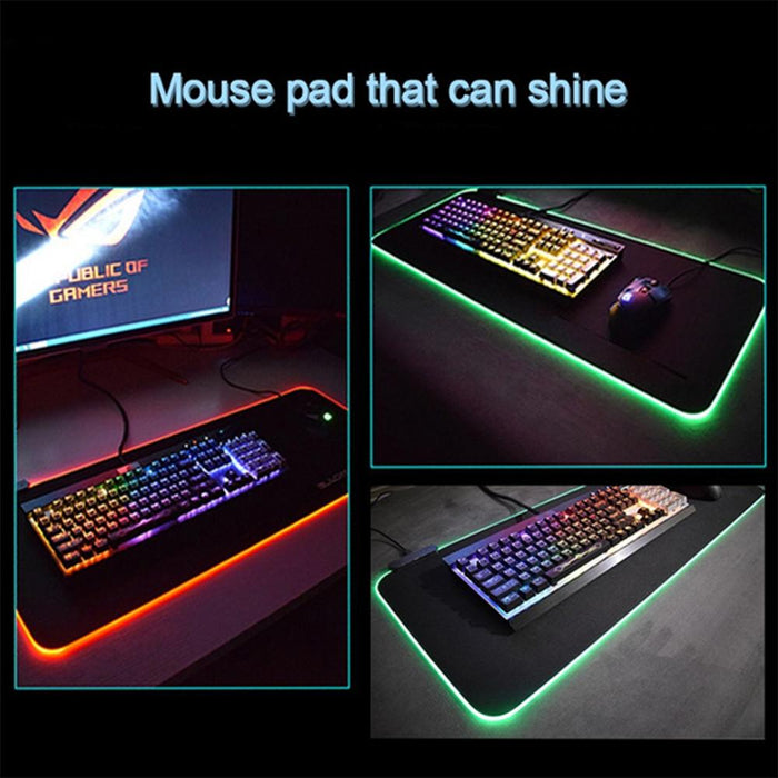 RGB LED Non-Slip Luminous Mouse Pad for Gaming PC Keyboard Cover Base Computer Mat_10