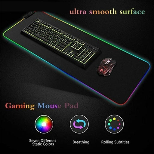 RGB LED Non-Slip Luminous Mouse Pad for Gaming PC Keyboard Cover Base Computer Mat_1