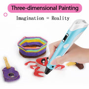 Magic 3D Printing Pen for Kids DIY Pen with LED Display and Filaments_3