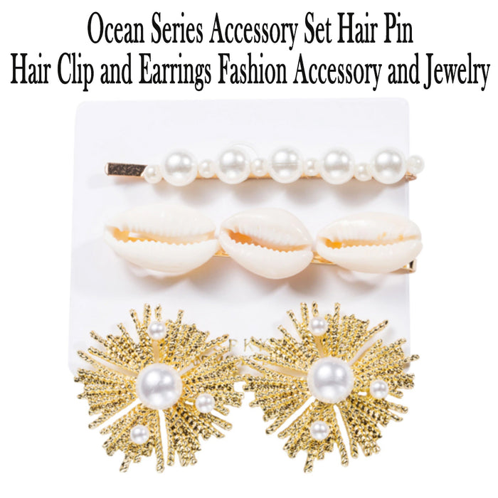 Ocean Series Accessory Set Hair Pin Hair Clip and Earrings Fashion Accessory and Jewelry_4