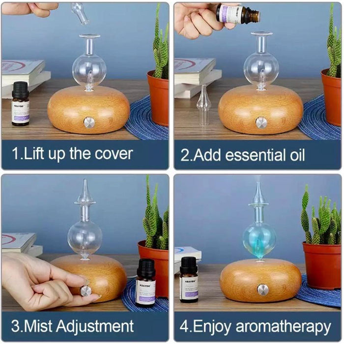 Essential Oil Glass Diffuser Oil & Fragrances Aromatherapy Wood Base Glass Diffuser_8