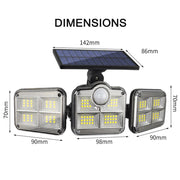 Solar Powered Three Head Motion Sensor Outdoor Solar Light 270 ° Wide Angle Wall Remote Lamp_4