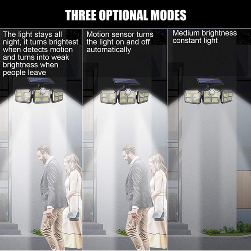Solar Powered Three Head Motion Sensor Outdoor Solar Light 270 ° Wide Angle Wall Remote Lamp_7