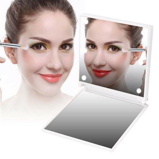 6 Built-in LED Mini Compact Handheld Folding Pocket Makeup Mirror_0
