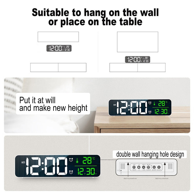 Plugged-in Luminous Large Screen LED Digital Electronic Display Alarm Clock_14