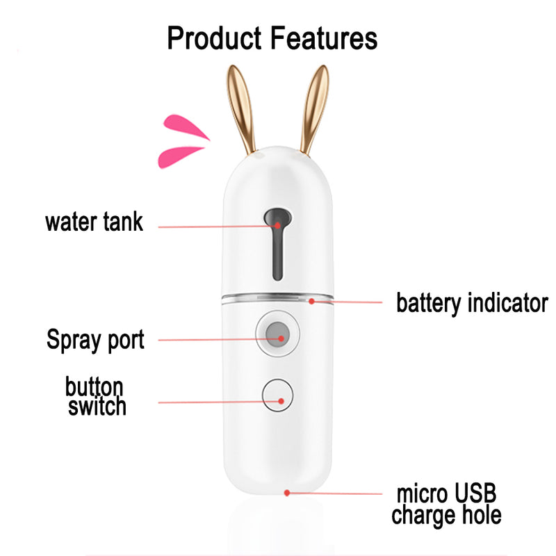 USB Rechargeable Rabbit Nano Mist Sprayer Facial Moisturizer_6