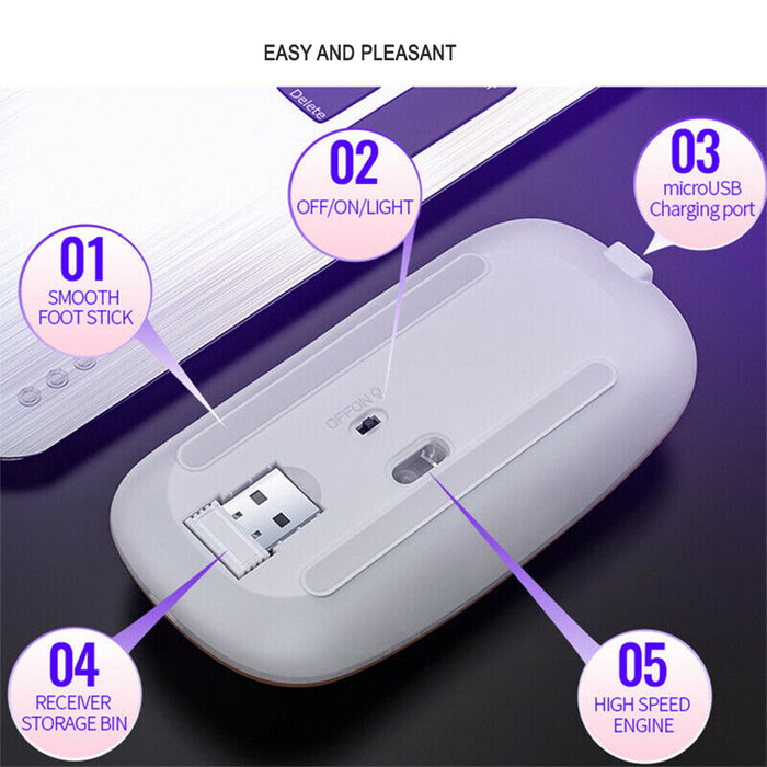 LED Wireless Bluetooth Silent Ergonomic Gaming Mouse_7