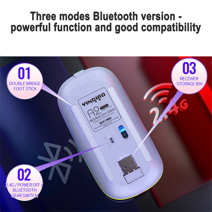 LED Wireless Bluetooth Silent Ergonomic Gaming Mouse_8