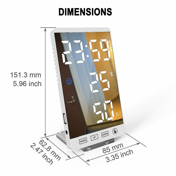 6-inch LED Mirror Touch Button Alarm Clock_9