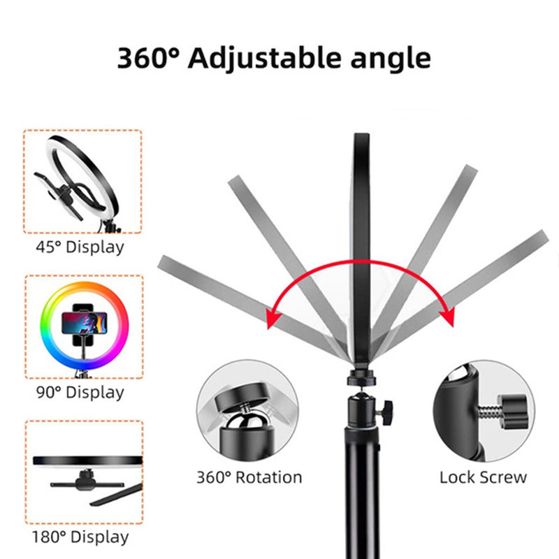 26cm RGB LED Selfie Ring Fill Light with Tripod_12