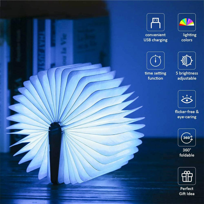 USB Rechargeable 3 Colors 3D Creative Foldable LED Book Night Light_7